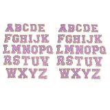 Buchstaben-Patches for Aufbügeln, AZ-Alphabet-Applikations-Patches, 2 Sets, 26 Buchstaben-Patches, A bis Z, Buchstaben-Patches, Lila, Goldrand, Glitzer, einfaches Aufbügeln, Stick-Patch for Kleid, Hut