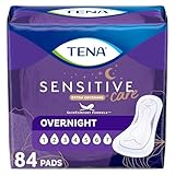 TENA Sensitive Care Incontinence Pads, Bladder Control, Postpartum for Women, Overnight Absorbency, Extra Coverage, 84 Count