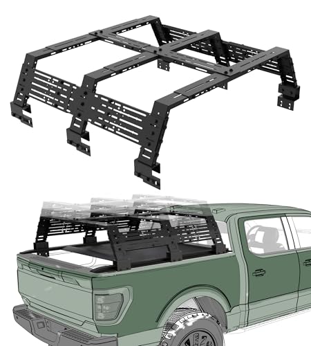 StarONE Truck Bed Rack Adjustable Height 16.7'/18.8'/23.3',Overland Bed Rack for Full-Size Trucks Without Bed Rails-Fit for Ford F-150,Dodge Ram 1500,Silverado 1500,Gmc Sierra 1500