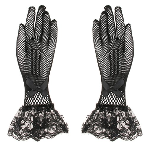Homyl Rendas Luvas Curtas ópera Casamento Nupcial Festa à Noite Traje Acessório Acessório - Preto