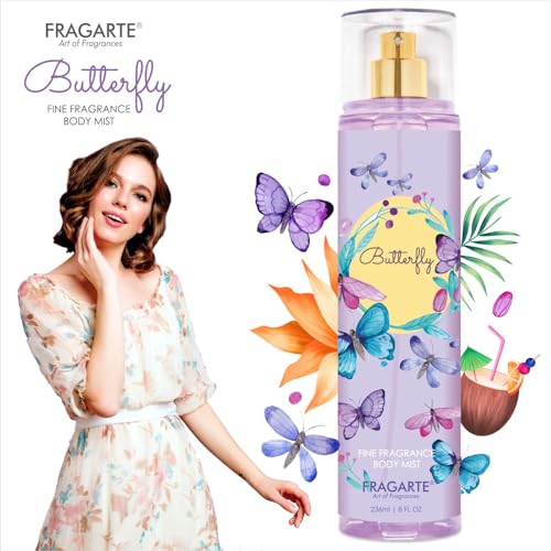Image of BUTTERFLY Body Spray Perfume Mist Refreshing Deo Long Lasting For Women's Elegant Fragrance FLORAL AMBERY STRONG For Daily Use Perfume Body Spray 236ml