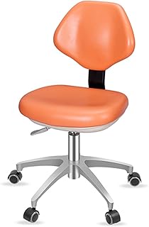 Adjustable Height Rolling Dental Stool with Armrest Backrest, Dental Hospital Chair, 360 Rotating Lift Dentist Chair PU Leather Super Soft Cushion (Color : Orange, Size : TypeB)