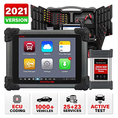 Autel Maxisys CV MS908CV, Heavy Duty Truck Scanner, Semi Truck Scanner with J-2534 ECU Programming, Coding, Active Test, 25 Special Services, 23 Adaption Functions, Bluetooth Diesel Diagnostic Tool
