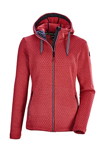 Killtec Damen, Strickfleecejacke mit Kapuze, Rot, 46