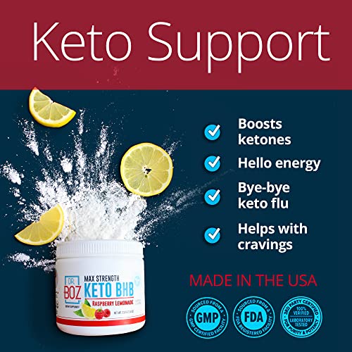 Dr. Boz Keto Bhb Powder [Exogenous Ketones Supplement] - Best Keto Supplement For Weight Loss - Keto Supplement | Keto Shake – Keto Diet Bhb Powder - [Raspberry Lemonade 244G] #TOP1