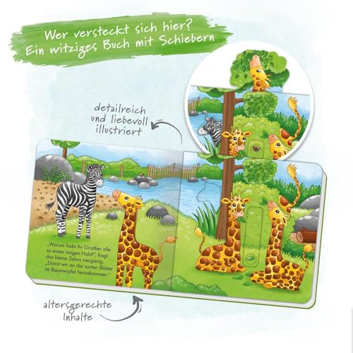 TRÖTSCH - Spielbuch Zootiere | Liebevoll illustriertes Kinderbuch rund um das Thema Zootiere: Tierbuch mit Zieh- und Schiebeelementen zum spielerischen Entdecken der Zootiere | Ab 18 Monaten