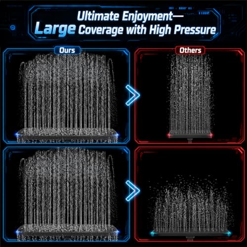 Image of Veken 14 inch Luxurious Shower Head with Handheld,Full Body Coverage,Power Wash | Magnetic Hand Held,Best Dual Rain Shower Heads Combo,Large Rainfall,Double Detachable Showerhead,Ducha Para Bano,Matte Black