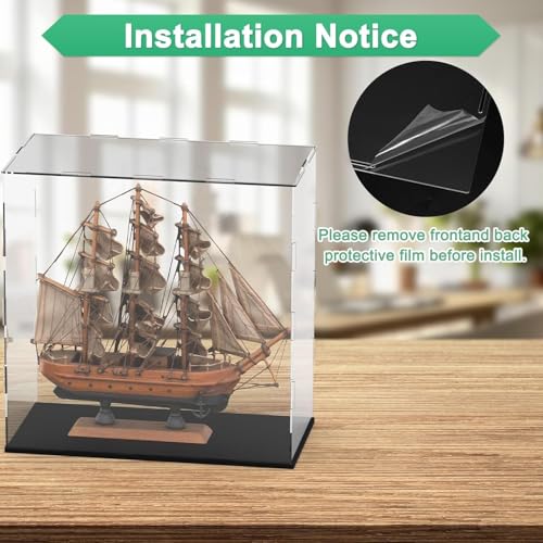 Image of RAPAL Clear Acrylic Display Case, 6 x 6 x 10 inch Self Assemble Small Display Box Stand with Black Base, Dustproof Protection Showcase for Collectibles Memorabilia Figurines