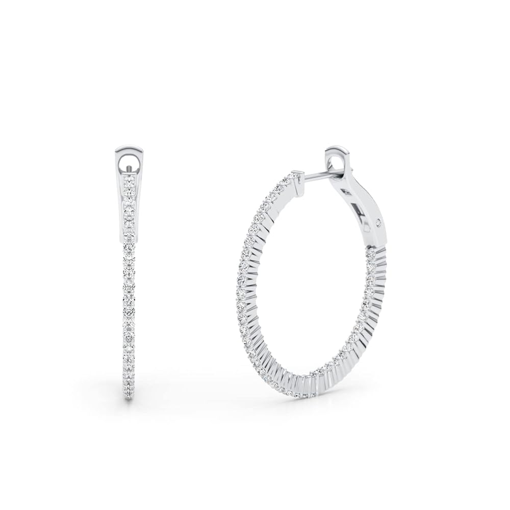 Amazon.com: 3 Carat Moissanite Oval Inside Out Hoop Earrings