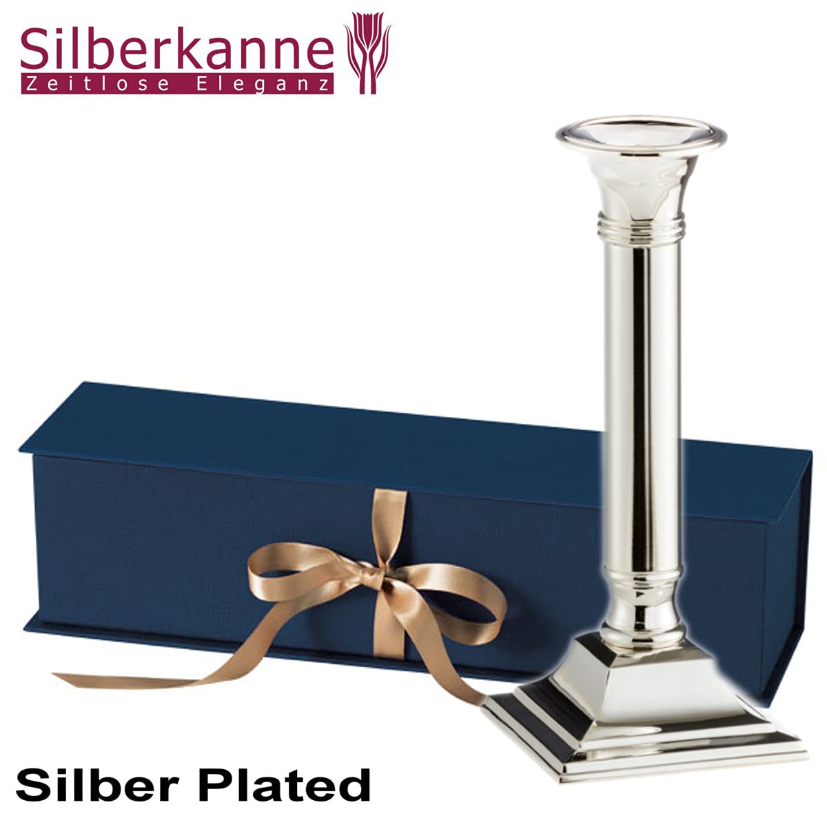 Kerzenleuchter Kerzenhalter Kerzenständer Stuttgart H 15cm Premium Silber Plated edel versilbert in Top Verarbeitung. Fertig zum verschenken mit schicker Geschenkverpackung
