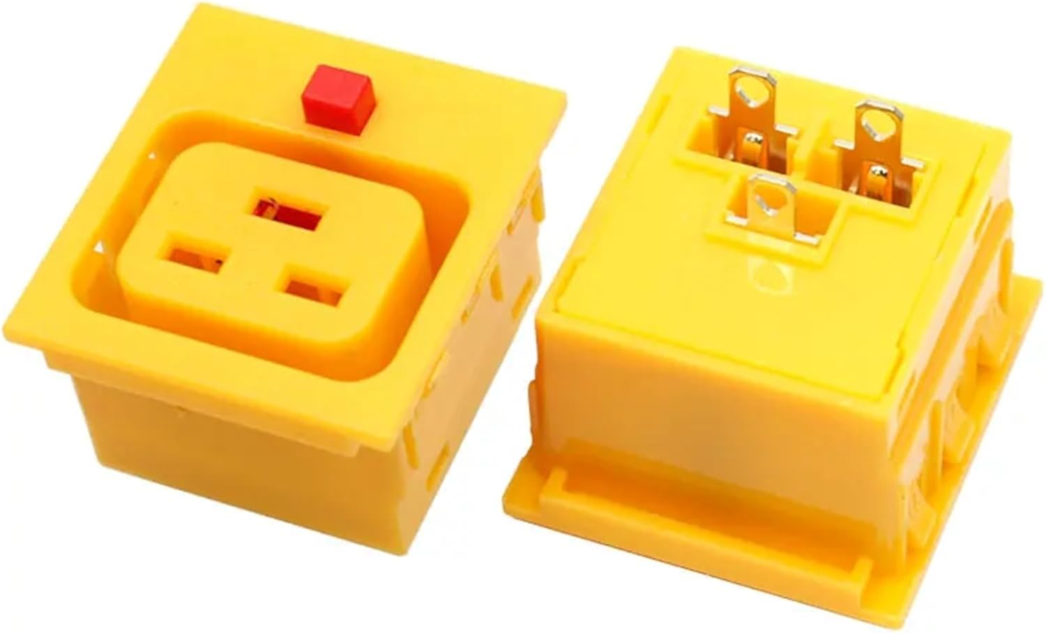 20A 16A C19 Butt Plug PDU UPS Outlet Socket Red Locking Anti Stripping Button Switch(AL121808F-04a/RG+Two Lights)