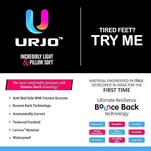 Image of URJO PURE Men's Sliders /Slippers Lightweight Super Flexible Arch Support Durable Anti Skid & Stylish Dailywear Sliders /Slippers for Men (URJO by Welcome)