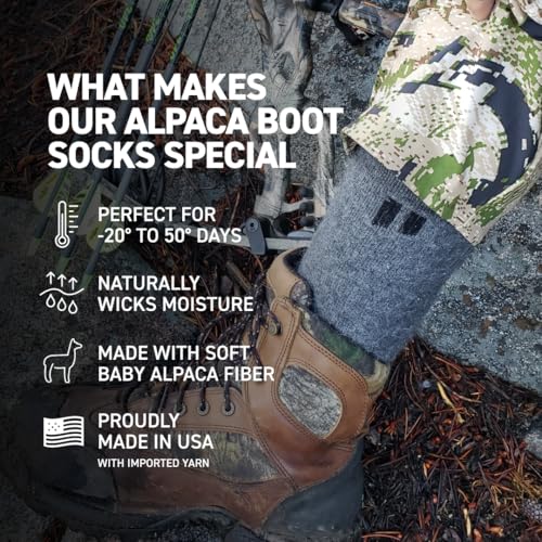 HOLLOW Alpaca Boot Socks for Men and Women, Moisture Wicking Large Black by HOLLOW - Used condition - Image 2