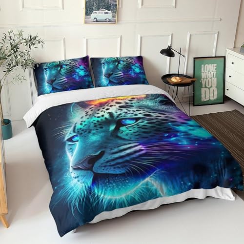 Parure de lit léopard 3 pièces en microfibre zippée et résistante 220x240cm