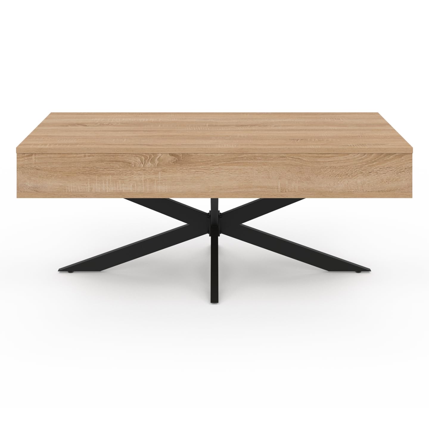 IDMarket - Tavolino rettangolare ALIX da 100 cm con piano sollevabile e gambe a ragno in legno e nero