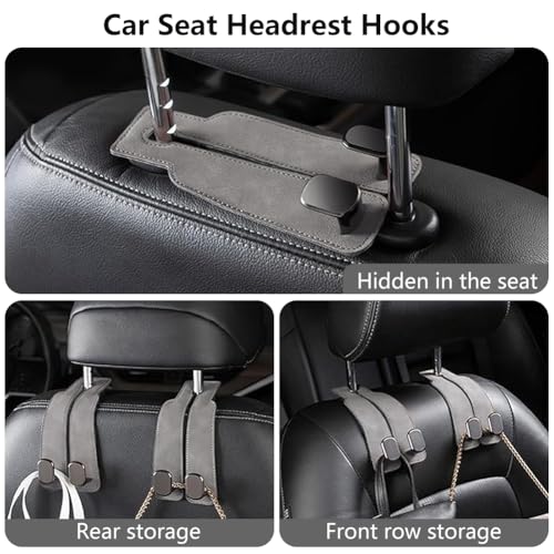Image of Headrest Hooks for Car, Twinhook Car Seat Hooks for Headrest (Max) | Leather Car Purse Holder Hooks for Purses and Bags, Universal Car Headrest Hangers Seat Back Organizer for Travel