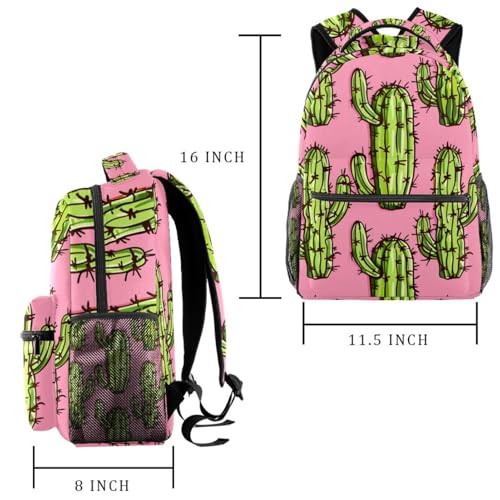 Sac à dos cactus rose grande capacité solide pour élèves du junior