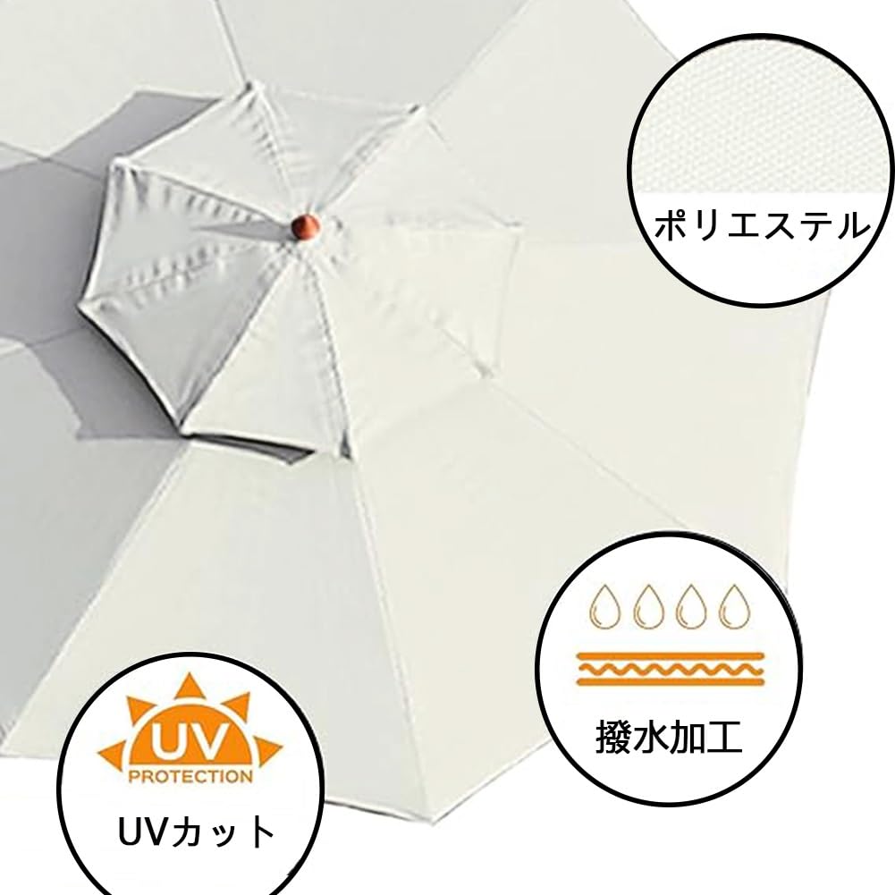Duży Parasol Ogrodowy, 2 Koła, 9 Stóp, Wiatroodporny, Odporny Na Promieniowanie Uv, Stolik Ogrodowy, Do Ogrodu, Na Taras,Natural-270cm(9ft)
