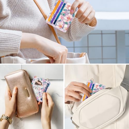 Image of Slim Minimalist Pocket Credit Card Holder Wallet RFID Blocking Lightweight Thin Small Cute Card Cases,Spring Garden