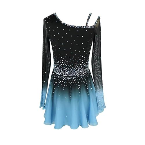Nnnnydjy Women's Figure Skating Dress Girls' Ice Skating Clothing Black Blue Halo Dyeing Professional Gymnastics Wear,Black,11_13Years