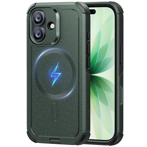 Image of ESR for iPhone 17 Phone Case, 23ft Military-Grade Drop Protection, Shock-Absorbing Rugged Cover, MagSafe Accessories Compatible, Cyber Series, Olive Green