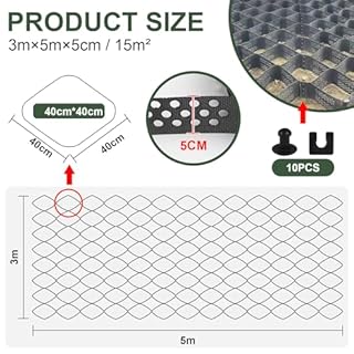 CPROSP 15m² Stabilisateur de Gravier 3m*5m Grille De Protection pour Gazon, Grilles de Pelouse