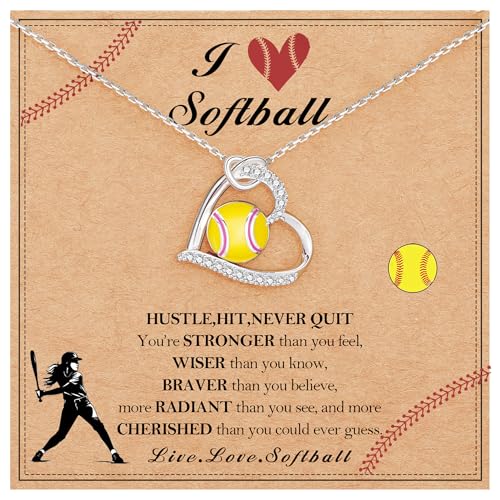 Baseball/Soccer/Volleyball/Basketball/Softball/Football Heart Necklace for Girls Teens Daughter Gifts Hypoallergenic Sport Necklaces Game Day Jewelry Gift