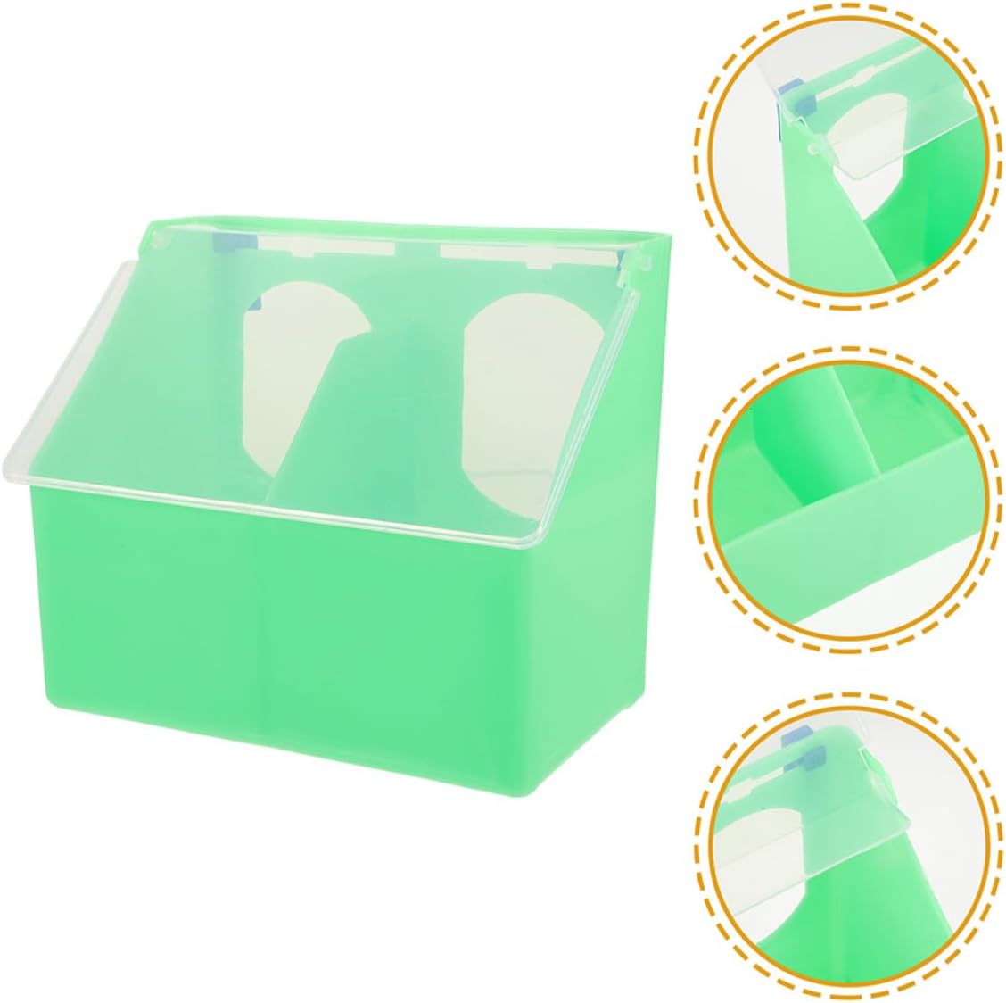 Amosfun 2pcs Green Dual-Compartment Pigeon Feeder with Cover, Hanging Food and Water Bowl for Bird Cages, Multi-Functional Feeder for Pigeons, Parrots, and Quails