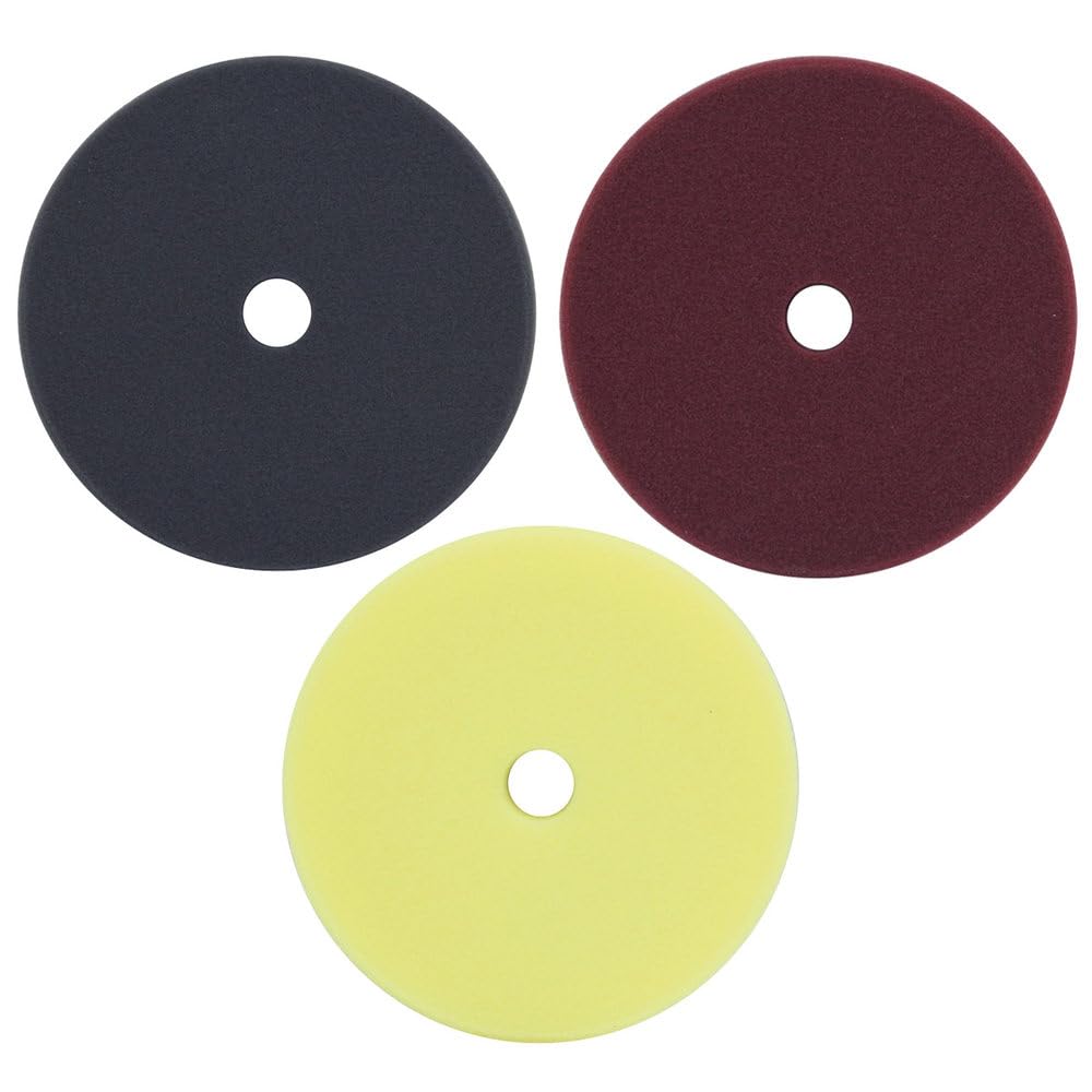 Dino KRAFTPAKET 125mm Polierpad Set, Polierschwämme hart/medium/weich mit Klett im Kegel-Design 125/150, Höhe 25mm, für Stützteller mit Ø-125mm, für Exzenter Poliermaschine Auto