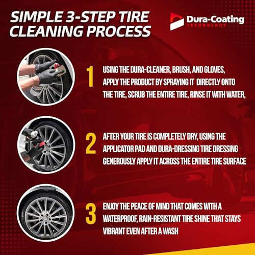 Dura-Dressing XL Total Tire Kit - Double Size Car Kit - Tire Dressing, Cleaning and Restoration Kit for Cars - High Gloss Coating to Renew and Protect Your Tires - Made in USA - Image 5