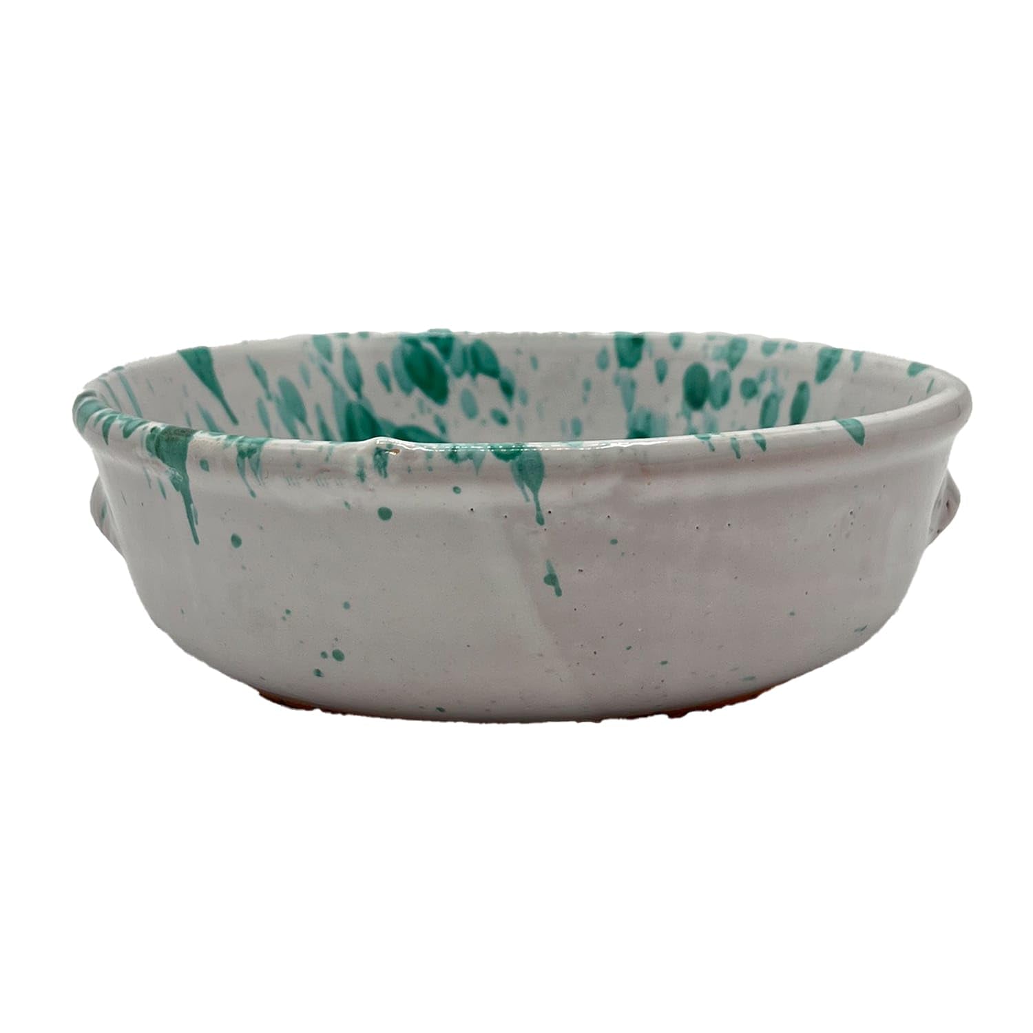 Set 6 Tegamini Tondi Verde Ramina in Ceramica Smaltata Gocciolata Cm 14.5 x h 5