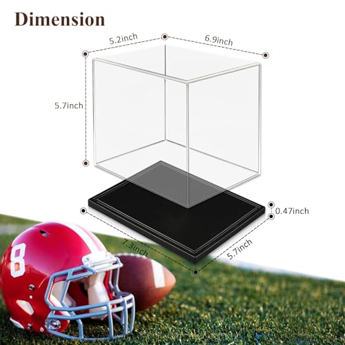 1DOT2 Mini Football Helmet Display Case with Clear Acrylic Cover and Black Solid Wood Base, Great for Sports Enthusiast, Diecast Cards Collectibles Dolls Figurines (Not Full Size) - Thumbnail 5
