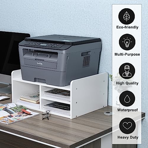 Pag Printer Stand With Storage Wood Desk Shelf Desktop Organization For Home/Office, White #TOP4