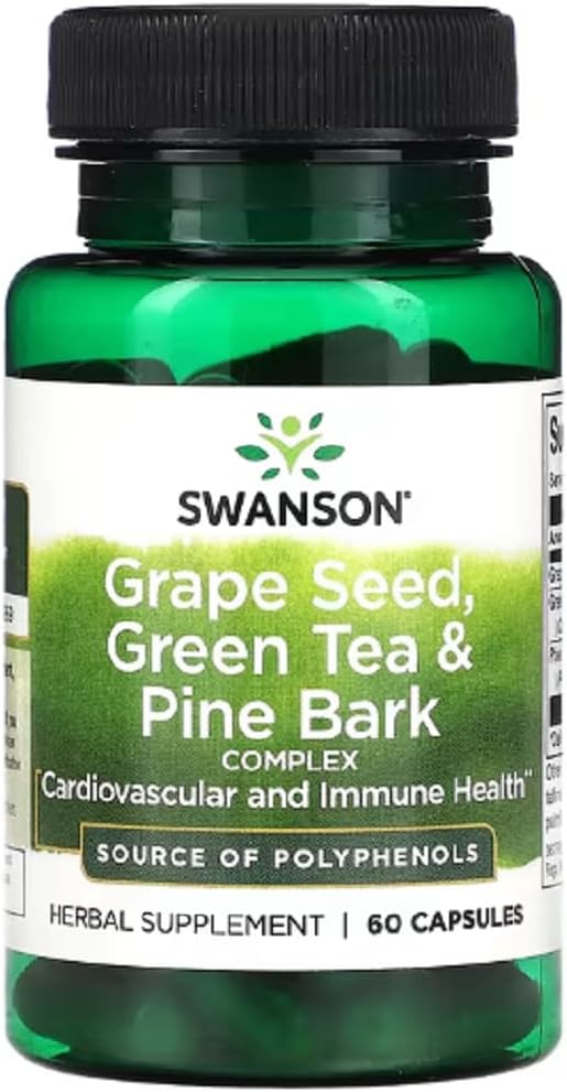 Swanson – Grape Seed, Green Tea & Pine Bark Complex | Antioxidant Support for Vitality | 60 Capsules