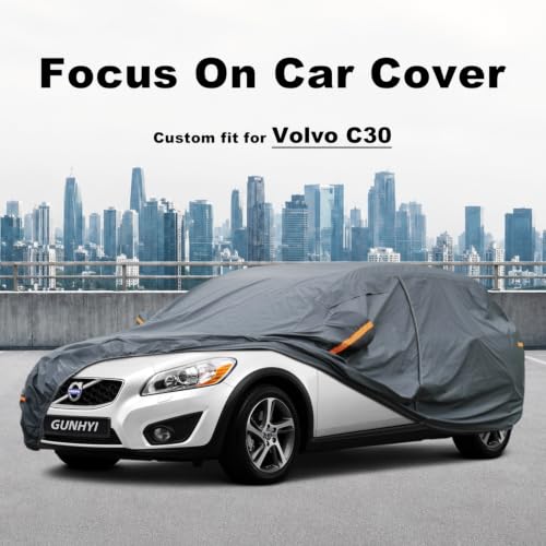 Image of GUNHYI Premium Car Cover Custom Fit Volvo C30, 16 Layers Heavy Duty Car Cover Waterproof All Weather with Zipper Door for Sun Rain Snow Dust Uv Protection