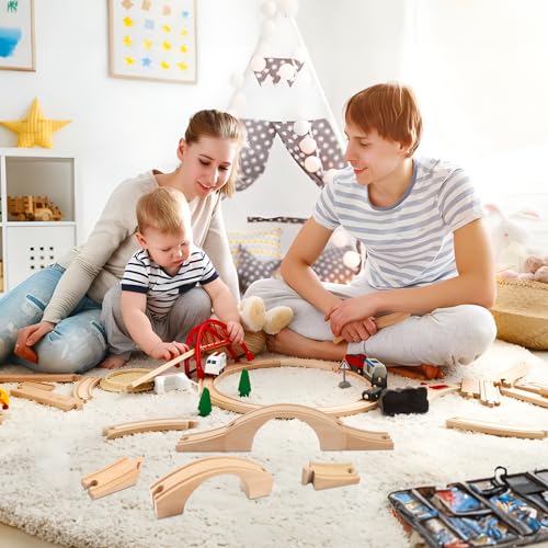 Image of 1 Pack Wood Train Track Extension Wooden Train Bridge Track Wood Train Accessories Wooden Railway Bridge Wood Train Track Connectors Compatible with Most Toy Train Railroads for Birthdays
