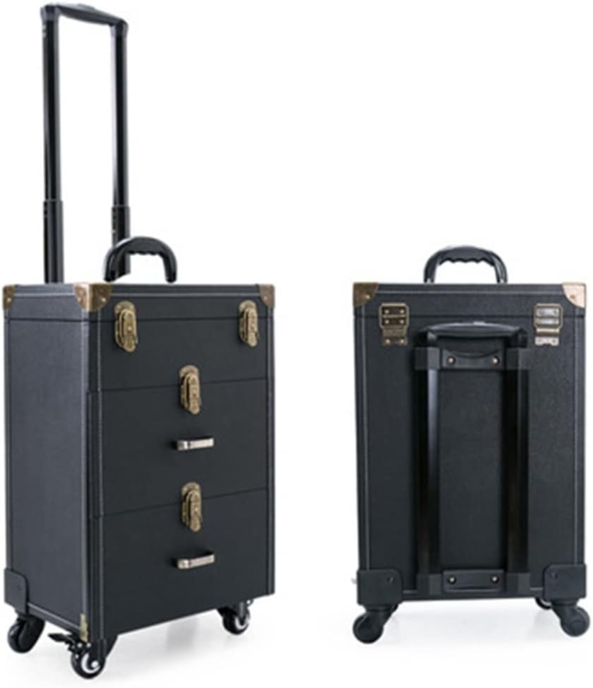 Rolling Luggage Makeup Kit​​​Beauty Suitcase Wheeled Cosmetic Bag Nail Art Tattoo Trolley Bag(D)