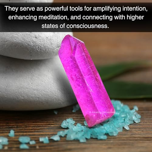 Image of Amazing Gemstone 2 Pieces Rose Aura Quartz Raw Pencil Points Crystals and Healing Stones, Natural Rocks for Meditation and DIY Raw Point Stones and Crystals