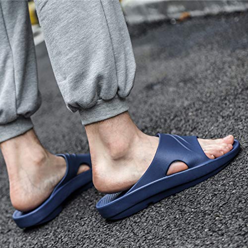 Kocota Mens And Womens Arch Support Recovery Slide Sandals Unisex Post Exercise Active Sport Gym Flats Thick Slider Orthopedic Sandals Navy Blue 8-9 Women/6-7 Men #TOP5