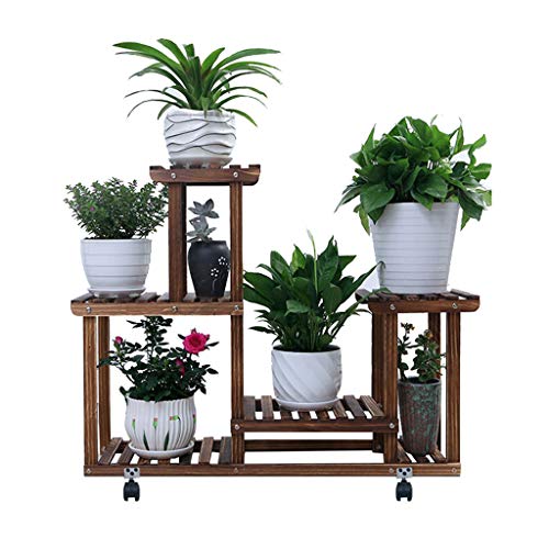 Klein Blumenständer Blumenregal Blumentreppe aus Holz Pflanzentreppe für Innen Außen Garten Pflanzenregal Aussen Draußen Leiterregal Dekoratives Fenster