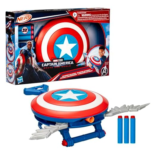 Marvel Studios - Captain America: Brave New World - NERF - Escudo lanzadardos - Escudo de Juguete para Juego de rol