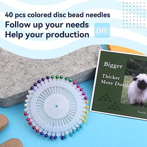 Image of WONVOC Needle Felting Pad, 6x6x1'' Needle Felting Mat, Grey Sponge Pad for Needle Felting Supplies, with Finger Cots and 40 Straight Pins, for Wool Project Crafts