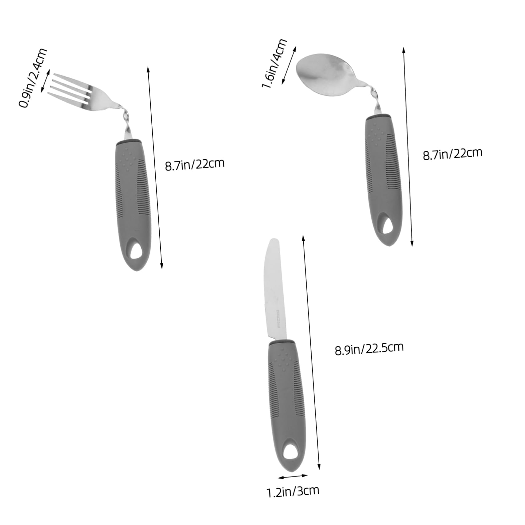 SOLUSTRE Elderly Tableware Adaptive Utensils Curved Handle Spoons Forks Knives Easy to Use Safe for Patients