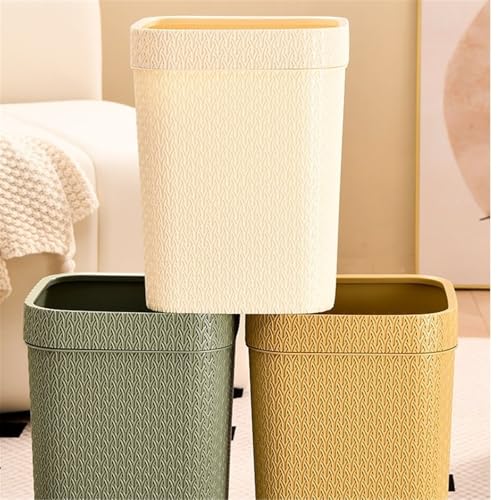 Cubo de basura textura ratán blanco con boca superior abierta para interior 7
