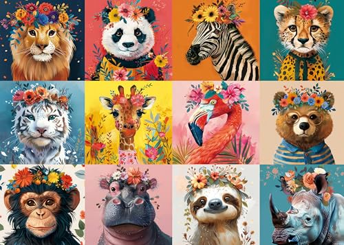 AveJoys Puzzle für Erwachsene 1000 Teile Zwölf süße Tiere 70 x 50 cm...