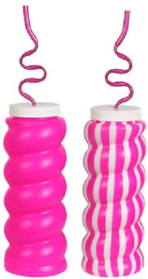 Plastic Spiral Drink Bottles with Krazy Straws, 18 oz. 2 count.