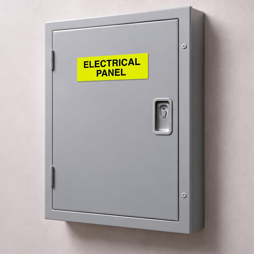 All Quality Letrero básico para panel eléctrico, señal de cumplimiento de seguridad de regulación contra incendios, color rojo, mediano (paquete de 5)