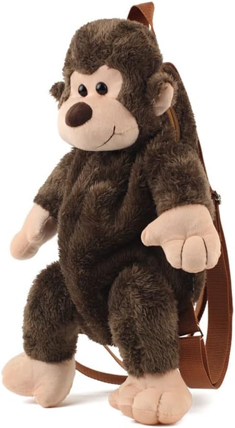 Adorable Monkey Backpack with Leash Fluffy Monkeys Stuffed Animals Shoulder Backpacks Lifelike Monkey Leash Casual Bag