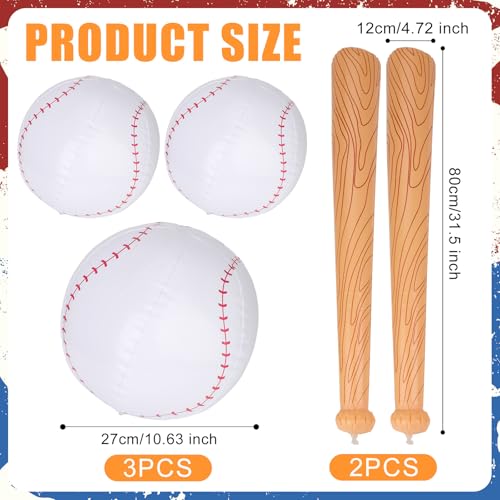 NQEUEPN 5st Aufblasbarer Baseballschläger mit Ball, Pool Baseball Set Inklusive 2 Aufblasbarer Baseballschläger und 3 Aufblasbarer Baseball Partygeschenke für Pool Strandsportspiele Geburtstagspartys
