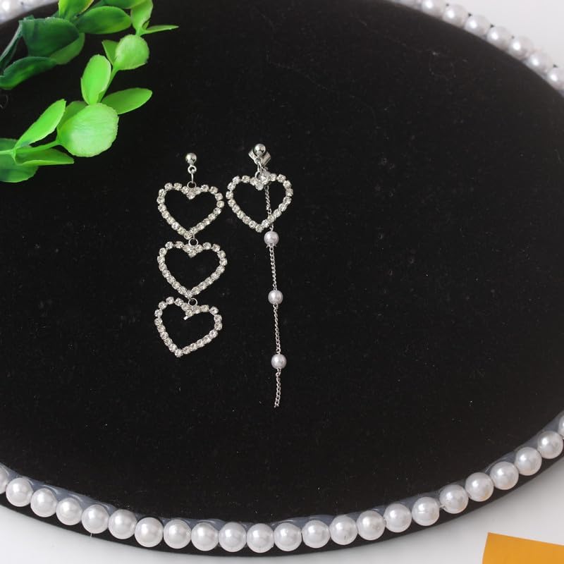 ONLYJUMP Silver Rhinestone Tassel Earrings for Women Dainty Fashion Crystal Heart Earrings Sparkly Chandelier Fringe Earring Crystal Earrings - Image 6